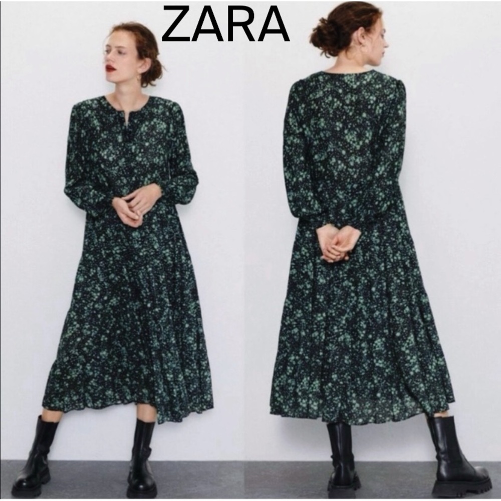 Zara black and green angel dress